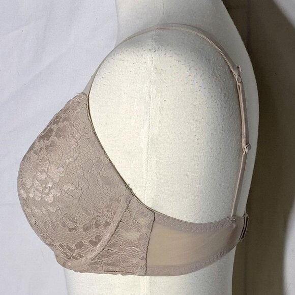 LA Senza Beige Lace Obsession Deep Plunge Bra 34E (34DD) - Picture 2 of 10